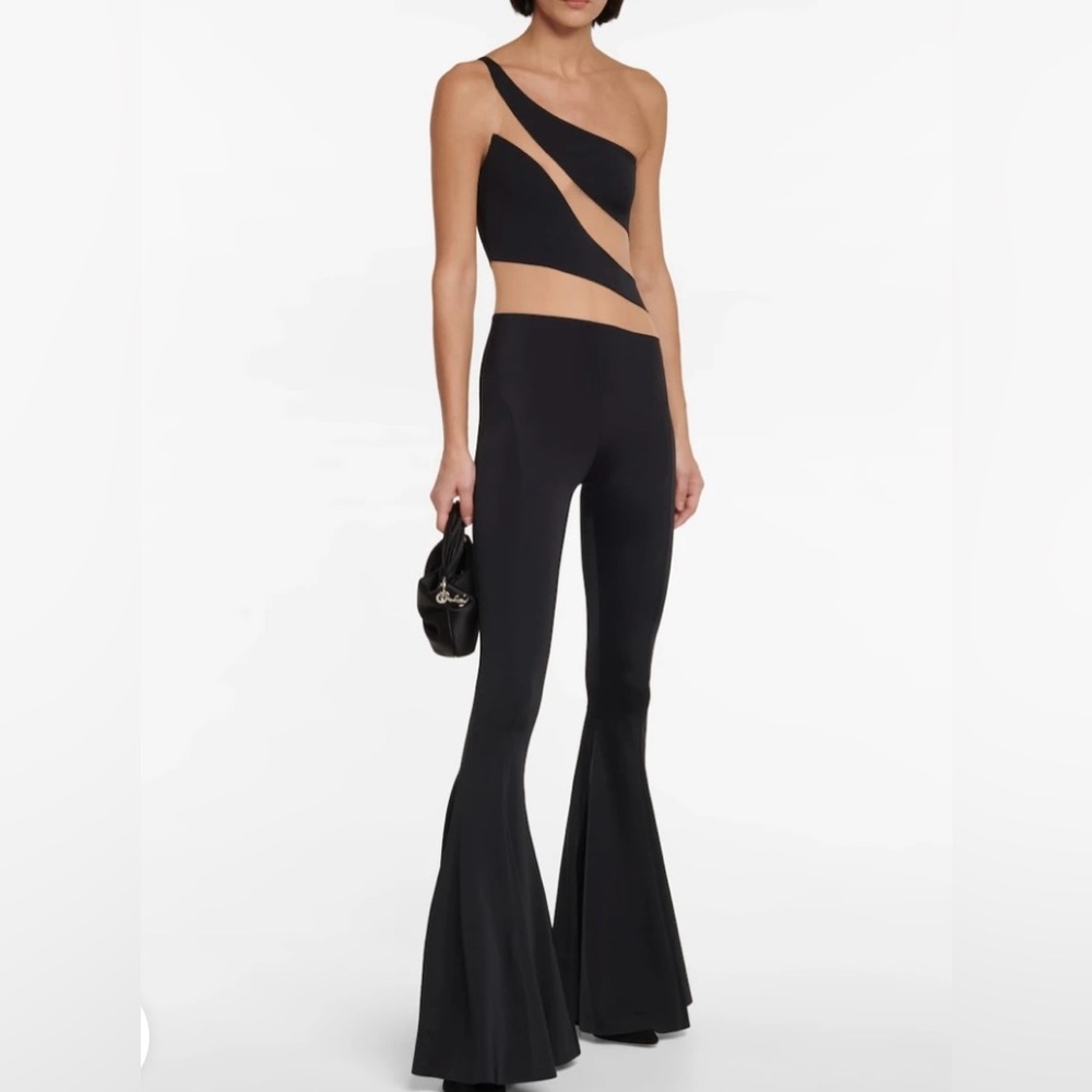 Norma Kamali Black and Cream Striped Jumpsuit